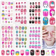 144 Pieces Fake Nails for Kids Girls Artificial Kids Press on Nails Full Cove...