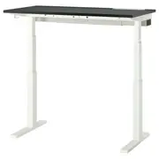 MITTZON desk sit/stand, electric black stained ash veneer/black white, 120x60 cm