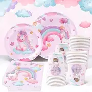 40Pcs Rainbow Cartoon Unicorn Theme Party Disposable Party Decorations (Unicorn)