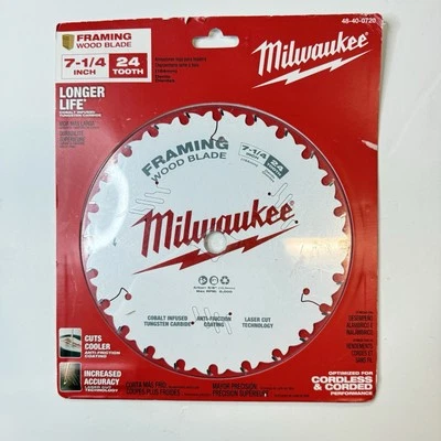Milwaukee 48-40-0720 7-1/4” 24T Framing Wood Circular Saw Blade – New Sealed