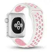 Silicone Apple Watch Band Sport Loop For Apple Watch 38mm White/Pale Pink
