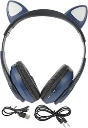 ETHZZLE Wireless Headset for Boys and Girls Cat Ear Headphones LED Lights and Stereo