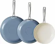 Redchef Non Stick Frying Pan, 20 24 28cm Ceramic Pots and Pan Set for Cooking, 8" 9.5" 11" Skillet Set, No PFAS & PTFE & PFOA with Stainless Steel Handle, Oven Safe Max to 842°F (Blue)