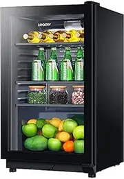 FREEZYMAN Wine Cooler Refrigerator, Beverage Beer Ice Bar, Household Living Room Glass Door Refrigerator Freezer, Silent and Adjustable Temperature (Color : Black, Size : 50 * 57 * 86.5cm)