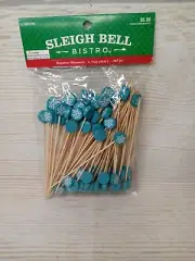 New! 100 Snowflake Winter Bamboo Skewers Party Appetizer Picks Cupcake Topper