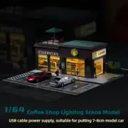 Diorama 1/64 Car Garage Model LED Lighting City Workshop Scene Building Model