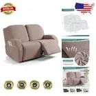 Khaki Recliner Sofa Covers with Elastic Bottom - Washable & Stylish Protection