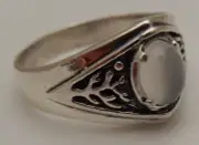 Celtic Tree of Life Ring .925 Sterling Silver Sz 9.5 w/ Natural Moonstone USA