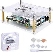 GeeekPi Acrylic Case for Raspberry Pi 4 Model B & Raspberry pi 3 Model B+, Raspberry Pi Case with Cooling Fan and 7PCS Heatsinks for Raspberry Pi 4 Model B/Pi 3B+/ Pi 3B/ 2B (Clear)