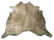 Dyed Taupe Cowhide Rug (longish gorgeous hair!) Size: 7x7 feet D-241