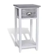 vidaXL Nightstand with 1 Drawer Grey and White Storage Bedside Table Cabinet