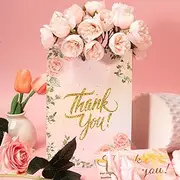 Esdallina 25pcs Floral Design Thank You Kraft Paper Gift Bags Favor Bags