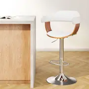 Wooden PU Leather Bar Stool - White and Chrome