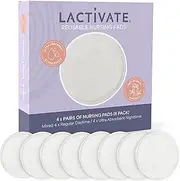 Lactivate Reusable Breast Pads - Pack of 8 Mixed White Nursing Pads for Night and Day (4 Thin Daytime & 4 Thick Overnight Cotton Pads) - Ideal Maternity Care Package or Baby Shower Gifts for New Mums