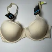 Bra 38B Bali 3439 Underwire One Smooth U Ultra Light Illusion Neckline Cream