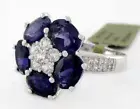 GENUINE 4.20 Cts IOLITE & WHITE SAPPHIRE RING .925 SILVER - New With Tag