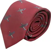 [King & Priory] Burgundy Red Embroidered Hurricane Fighter Plane Tie, Burgundy, One Size