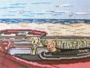 Needlepoint Handpainted Needle Crossings Beach Labs