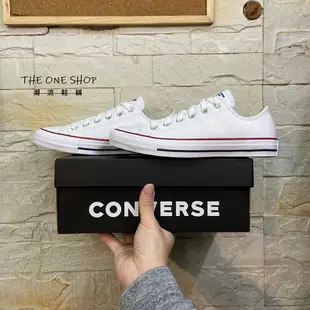 TheOneShop Converse Chuck Taylor 基本款 白色 紅邊 低筒 荔枝紋 皮革 132173C