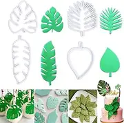 4 Pieces Tropical Leaf Cookie Cutter Shapes Set for Cake Decorating Plastic Mini Size Fondant Icing Mould DIY Baking Tool