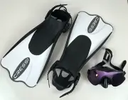 Cressi Italy Black White Rondine Palau Swim Fins Size S/M Taglia + Face Mask