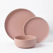 Cadence & Co. Muse 12-Piece Dinner Set Matte Glaze Pink Clay & White 4 person