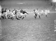 South Africa Basie van Wyk kicks the ball on 1952 Rugby Union Old Photo