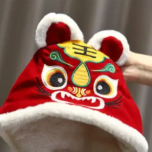 新年用品【免運】中國風傳統手工兒童虎頭帽子男童周歲寶寶抓周老虎帽冬季唐裝帽子 野外之家