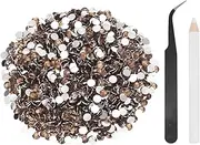 uxcell 1500pcs Flatback Rhinestones Resin, SS30 6mm Resin Rhinestones Bulk Round Shine Gems with Pickup Tools for DIY Nail Art Tumblers Mugs Clothes, Champagne