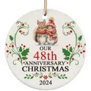 Cute Squirrel Couple Ornament Our 48th Anniversary Christmas 48 Years Loved Gift