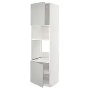 METOD hi cb f oven/micro w 2 drs/shelves, white/Havstorp light grey, 60x60x220 cm