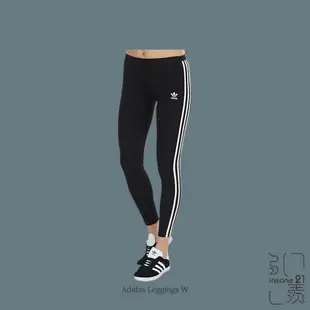 ADIDAS 愛迪達 LEGGING 三線內搭褲 緊身 三葉草 黑白 女款 CE2441【Insane-21】