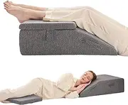 Adjustable Leg Elevation Pillows for Swelling, Cooling Gel Memory Foam Wedge Pillows for After Surgery, Sciatica Back Knee Hip Ankles Pain Relief, Bed Wedge Leg Pillow for Elevation