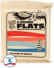 Ernie Ball EB2810 Flatwound Electric Bass Guitar Strings (5 Pack) - .045-.130