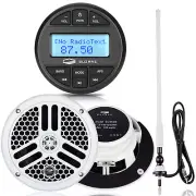 Marine Stereo Bluetooth Sound System Receiver and Waterproof Boat 6.5" Spekaers