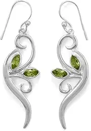[JewelryWeb] 925 Sterling Silver Peridot Leaf and Branch Earrings Leaves on French Wire is 4mm X 8mm Stud Earring for Women