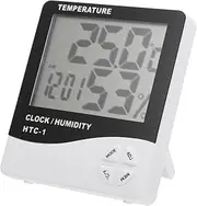 Ciieeo 1Pc Thermometer Clock with Hygrometer LCD Display Alarm Clock for Home Decor No Battery Included Versatile Temperature and Humidity Monitor