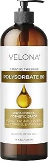 Velona 100% POLYSORBATE 80 by | Solubilizer, Food & Cosmetic Grade | All Natural for Cooking, Skin Care and Bath Bombs| Size: 16 oz