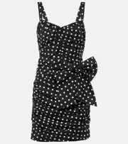 [Dolce & Gabbana] Dolce & Gabbana Polka-dot cotton-blend minidress AU 10 black