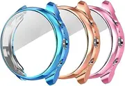 Turnwin intended for Fossil Women's Sport Bands Screen Protector Case Ftw6022 , Full Cover Soft Flexible TPU Silicone Shock-Proof and Scratch-Resistant Protector Cover Case intended for Fossil Women's Sport Bands Bands Smartwatch (Bluish,Pink,Rose Gold)