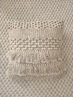 Boho White Throw Pillow Covers Square 18" Cushion Handmade Cotton Striped Sofa