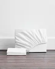Crisp White Organic Cotton Fitted Sheet Set