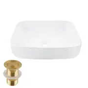 ACA 50x40CM Bathroom Ceramic Vanity Basin Bathroom Sink Above Counter Wash Bowl With Pop Up Waste Set