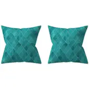 2-Pack Aqua Turquoise Blue Cushion Cover Throw Pillow Cover-Rhombic