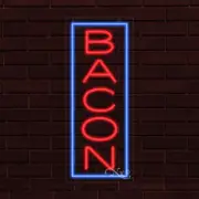 NEW "BACON" w/BORDER VERTICAL 30x12 INCH LED FLEX WINDOW/WALL INDOOR SIGN 31517
