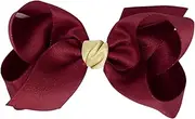 Bomboniere Girl Grosgrain Big Hair Bow with Gift Box– 4 Inch Handmade No Slip Big Hair Clip for Kids, Special Birthday Gift, Clip On Hair Accessories Christmas Idea,Wine Red
