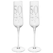 2PK Gibson Gifts 50 Birthday Crystal Champagne Glass Toasting Drinkware Clear