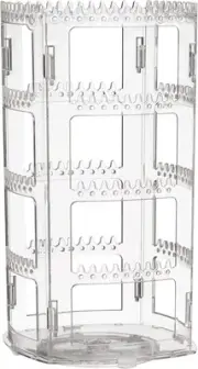 Sooyee 360 Rotating Earring Holder and Jewelry Organizer, 4 Tiers Clear