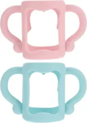 2Pcs Baby Bottle Handle Silicone Wide Neck Bottle Handles Transitional Sippy Cup