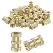 Knurled Insert Nuts, 50Pcs M4 x 10mm(L) x 6mm(OD) Thread Printing Brass Nuts